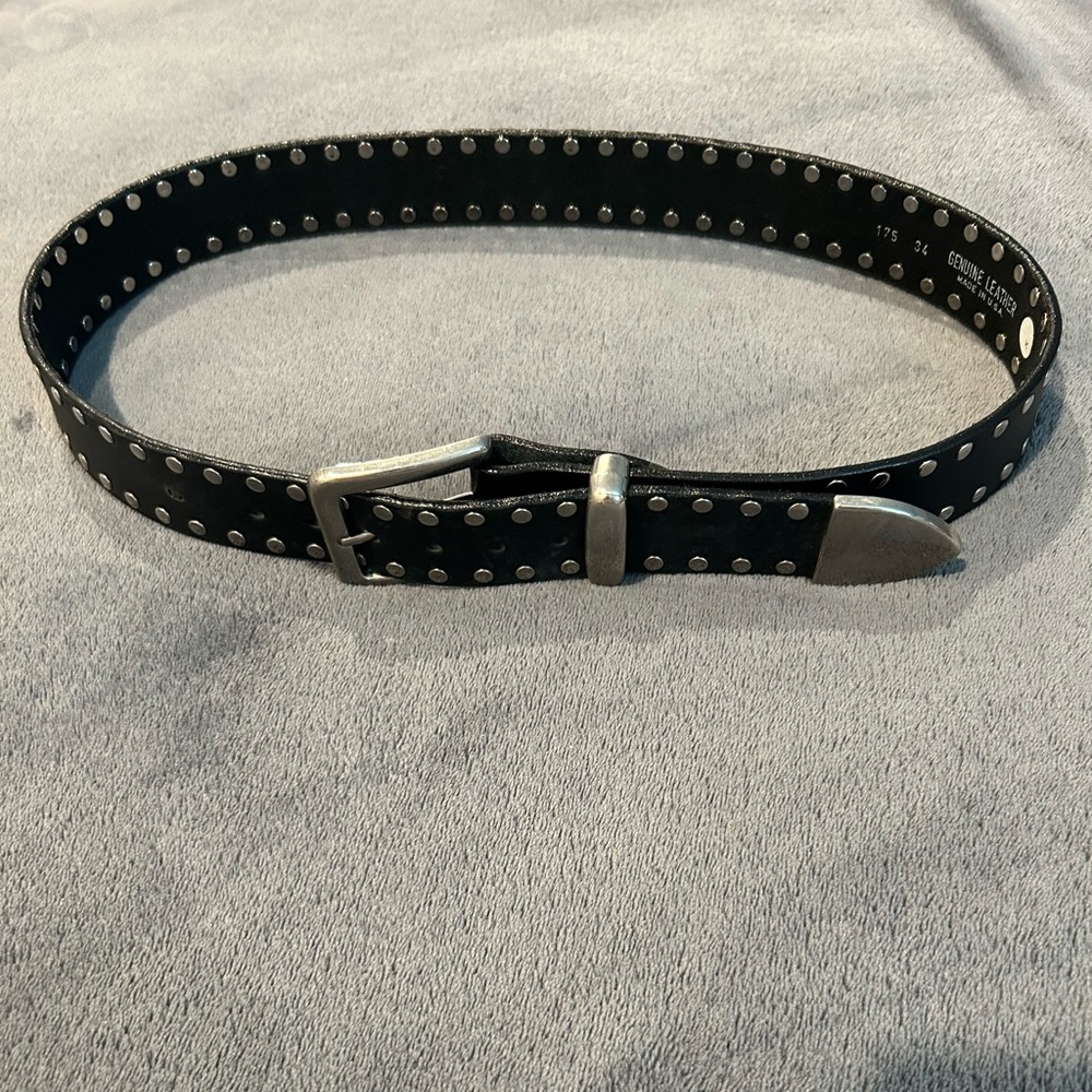 Black leather studded belt